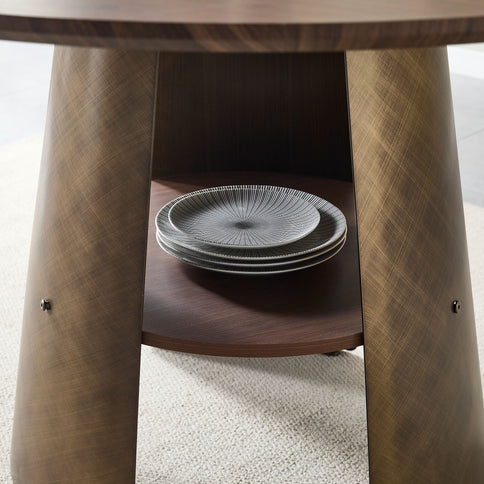 Round Dining Table - Reddish Brown / Walnut