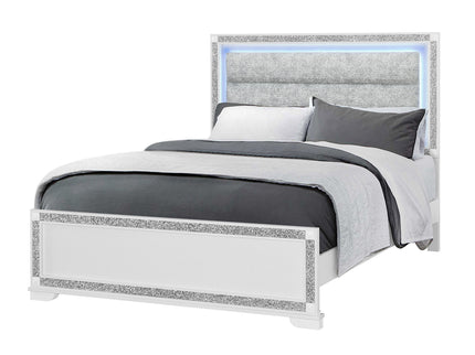 Soulmarie - Bed With LED Lighting And Padded Headboard