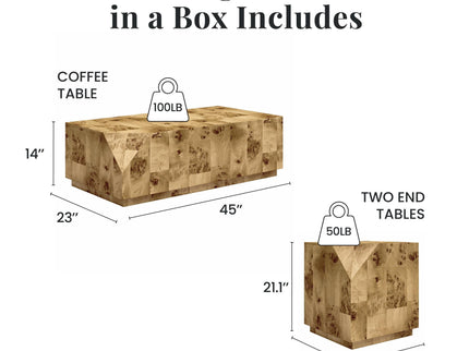 Moxie - 3 Piece Coffee And End Table Set - Brown