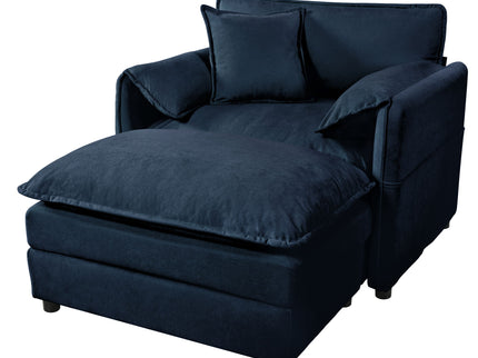 Oversized Chair With Movable Ottoman, Soft Upholstered Lounge Chair