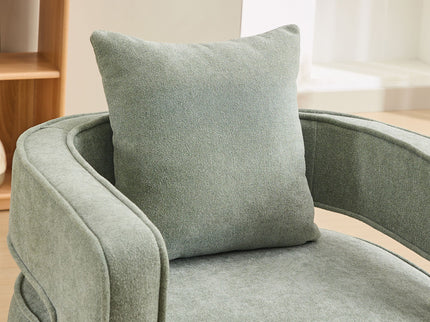 Swivel Accent Open Back Barrel Chair With Weathered Base