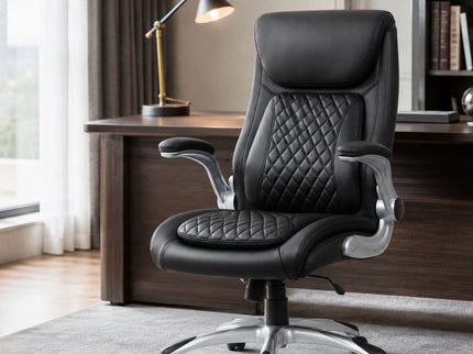 High Back Ergonomic Executive Office Chair, Adjustable Height And Lumbar Support For Home & Office - Black