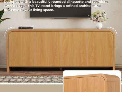 Curved Edge TV Stand With Large Cabinets