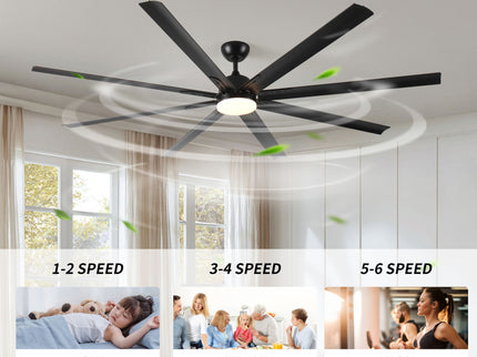 Super Large Black Ceiling Fan With Remote Control - Black