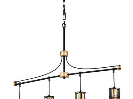 Dining Room Light Fixture / Chandelier Table, 40 -" Hanging For Farmhouse Linear Chandeliers, 5 Light Kitchen Island Lighting Ceiling Chandelier, With Metal Lampshade - Gold / Matte Black