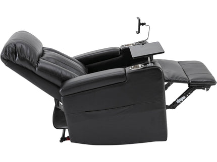 Premium Power Recliner & Storage Arms, Cupholders, Swivel Tray Table And Cell Phone Stand - Black
