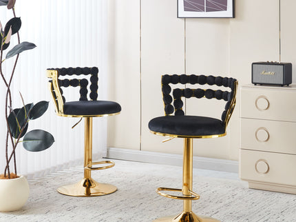 Modern Bar Chair With Iron Tube Legs, Soft Cushions And Comfortable Backrest (Set of 2)
