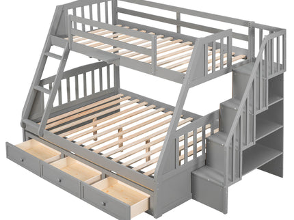 Bunk Bed With Drawers, Ladder And Storage Staircase