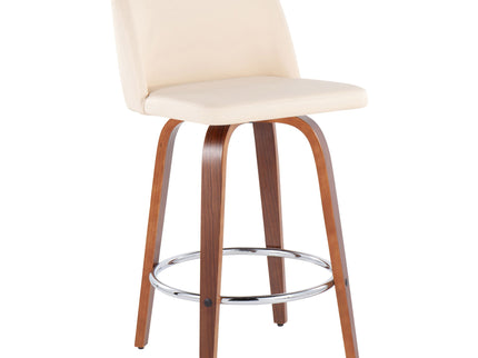 Toriano - Mid-Century Modern Fixed Height Counter Stool With Round Footrest (Set of 2)