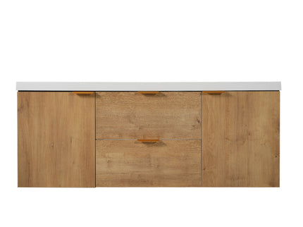Double Sink Bathroom Vanity Soft Close Doors, Divided Drawers, Wall Mounted - Wood