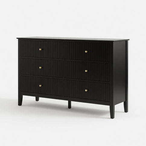 Modern 6 Drawer Fluted Dresser