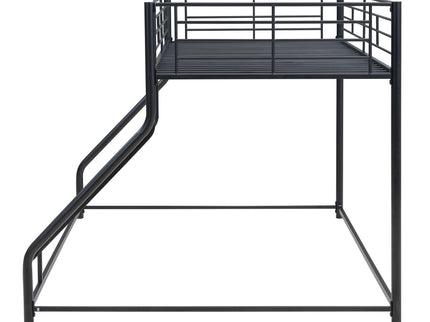 Metal Floor Bunk Bed With Sloped Ladder, Space Saving Design
