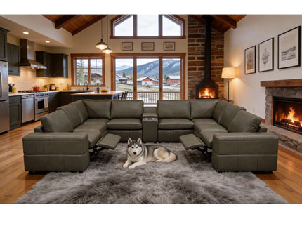 Upholstered Large Arms Sectional With Recliner Seats