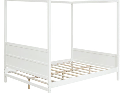 Canopy Platform Bed With Headboard And Footboard, Slat Support Leg