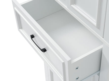 Freestanding Bathroom Vanity, Elegant Design With 4 Doors & 1 Drawer, Adjustable Shelves, Damping Hinges - White