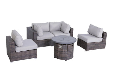 Wicker Outdoor Lounge Set With Cushions And Fire Pit