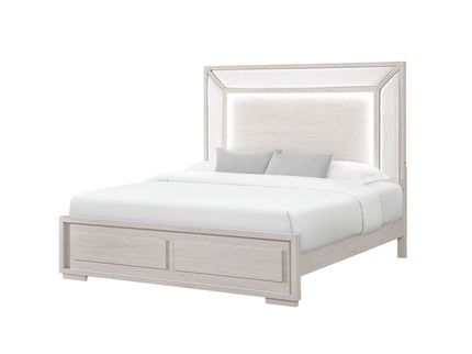 Ciara - King Bed With LED Panel Headboard, Low Profile Design - Beige