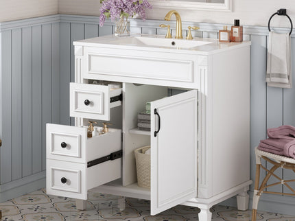 Bathroom Vanity With Sink, Cabinet With 2 Drawers And Adjustable Shelf