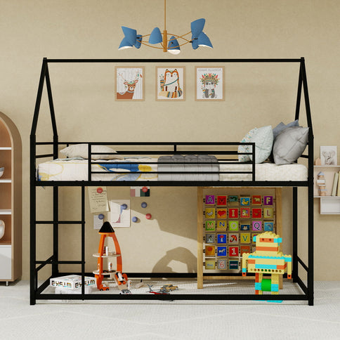 Bunk Bed With Safety Guardrails, No Box Spring Needed