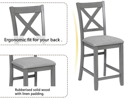 5 Piece Dining Table Set, Wooden Dining Square Table Set For 4