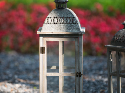 Wooden Candle Lantern Decorative, Hurricane Lantern Holder Decor For Indoor Outdoor, Home Garden Wedding - Gray