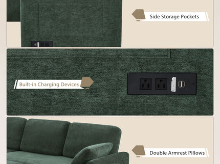 Convertible U-Shaped Sectional Sofa Bed With Reversible Chaise