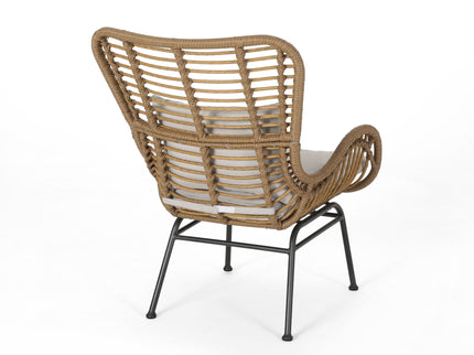 Modern Aesthetic Outdoor Rattan Accent Chair With Metal Legs
