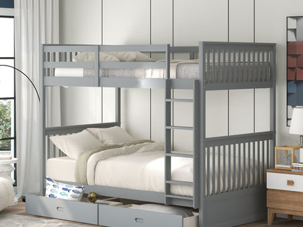 Bunk Bed With Ladders And 2 Storage Drawers