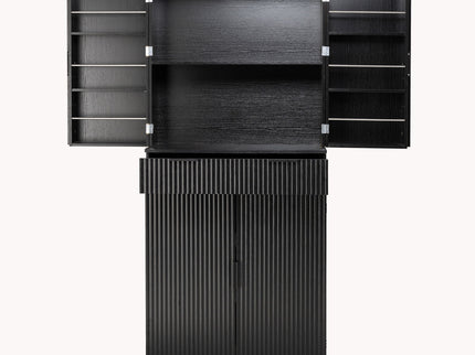 Fluted Kitchen Pantry Cabinet With 3 Keyboard Drawers & 6 Adjustable Door Shelves