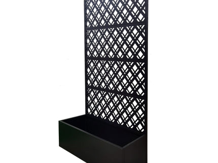 Rhombus Planter Raised Garden Bed With Trellis For Climbing Plants - Black