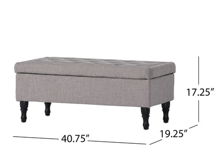 Dean - Fabric Storage Wide Tufted Rectangle Ottoman - Gray