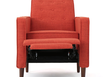 Mid-Century Modern Recliner With Button Tufted Waffle Stitch