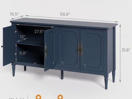 Vintage Buffet Cabinet With Adjustable Shelves