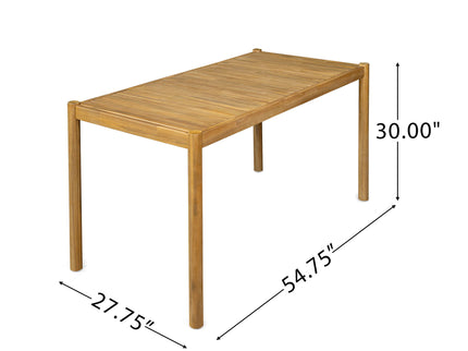 Outdoor Dining Set 1 Table 4 Chairs (Set of 5) - Teak / Beige