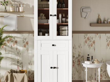 Bathroom Storage Cabinet, Adjustable Shelves & Drawer, Freestanding Tower