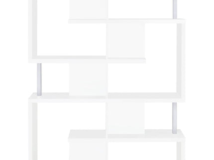 5 Tier Geometric Bookcase - White