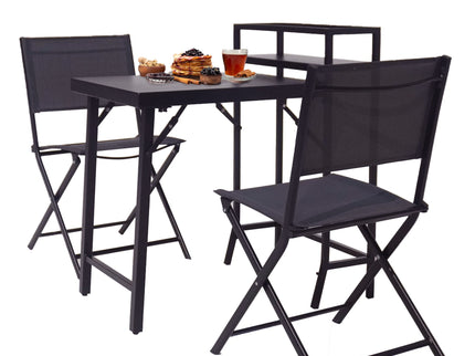 3 Piece Patio Bistro Set, Patio Set Of Foldable Patio Table And Chairs, Outdoor Patio Furniture Sets - Black