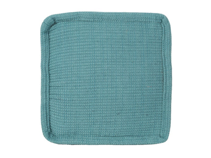 Hansolo - Yarn Square Pouf Ottoman Or Floor Cushion - Teal
