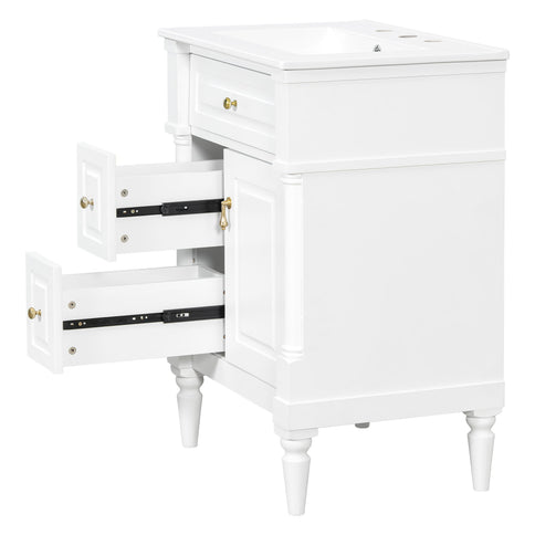 Freestanding Bathroom Vanity With Sink, Adjustable Shelf & Flip Drawer