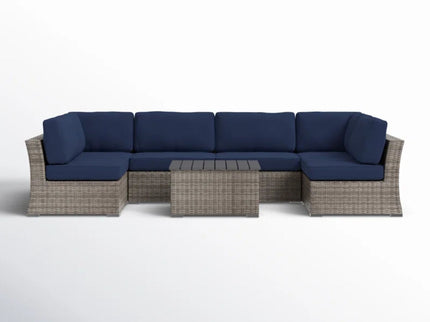 Wicker Sectional Sofa With Cushions And Table