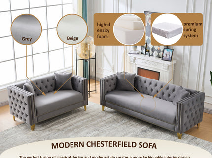 Deep Seat Sofa With Button Nailhead, Square Arm Couches