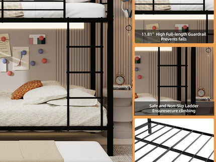 Bunk Bed For Kids, Convertible Frame With Ladders & Guardrail
