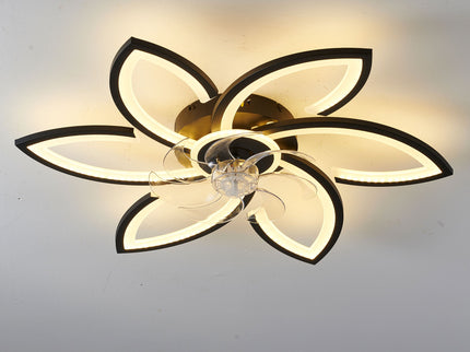 30" Flower 6 Speed Ceiling Fan With Remote Controlled LED Lights, Low Profile Flush Mount Fan