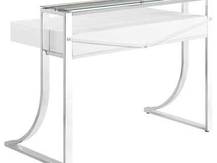 Serrano - 2 Drawer Writing Desk With Polished And Tempered Glass Hutch - Glossy White