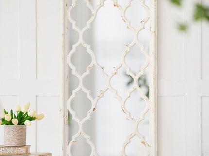 Distressed Floor Mirror, Full Body Mirror For Bathroom Bedroom Living Room - White