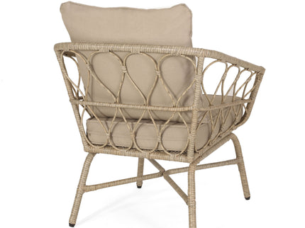 Bruce - Outdoor Club Chair Set With Water Resistant Cushions Rattan And Iron - Brown