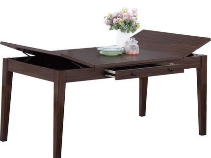 Dining Table With Built In Lift Top Storage And Drawer, Rectangular Furniture - Walnut