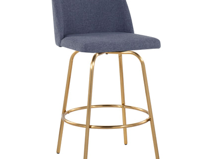 Toriano - Contemporary, Fixed Height Counter Stool With Swivel With Round Footrest (Set of 2)