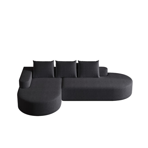 Modern Curved Sofa, L-Shaped Modular Sectional Set With 3 Pillows