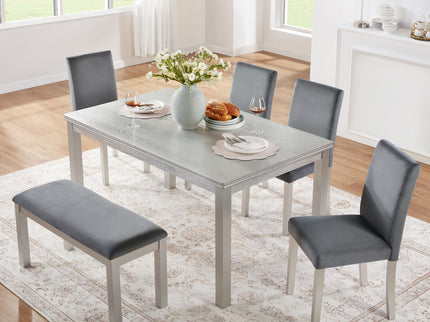 Dining Table Set, Table With A Rectangular Table And Upholstered Chairs
